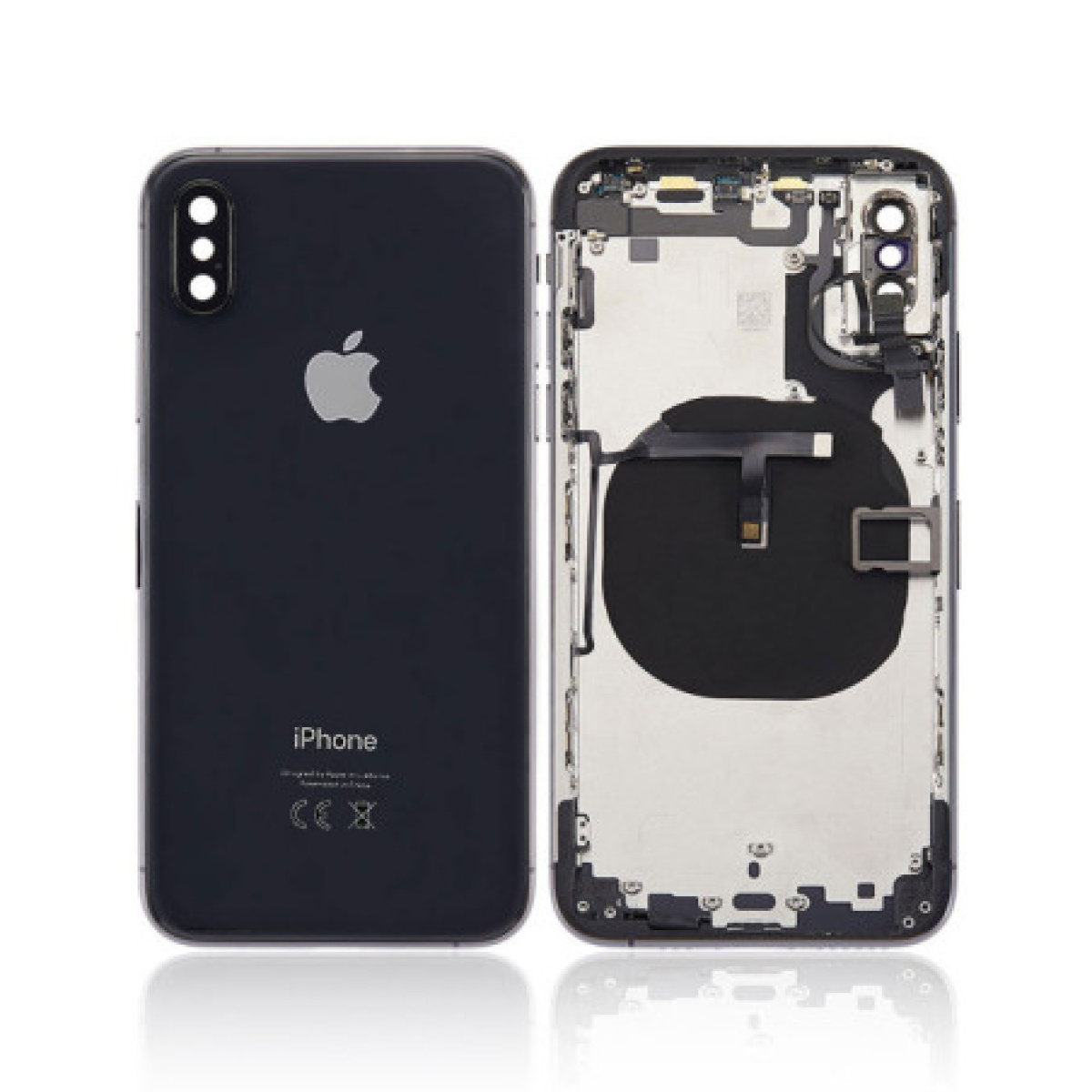 Chassis noir avec logo partiellement équipé iPhone XS Max