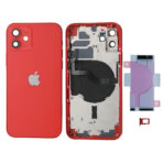 Châssis rouge partiellement équipé avec logo iPhone 12